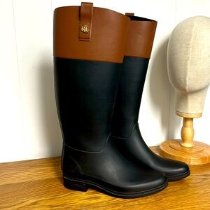 Ralph Lauren ladies rubber riding boots two tone classic